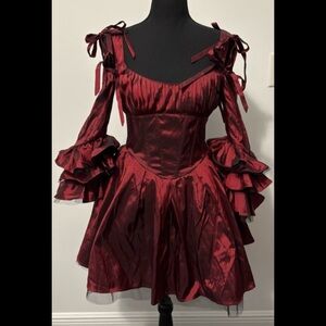 Widow Dollskill ‘HAUNTED HUE’ Corset Tulle Red Dress NWT L